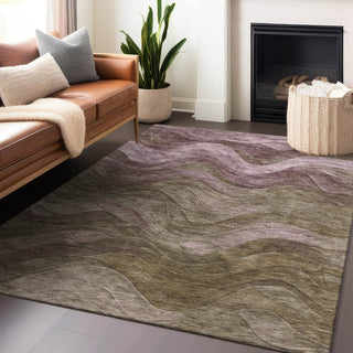 Piper Looms Chantille Swirls ACN1700 Taupe Machine Washable Area Rug Lifestyle Image Feature