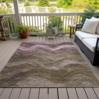 Piper Looms Chantille Swirls ACN1700 Taupe Machine Washable Area Rug Outdoor Lifestyle Image Feature