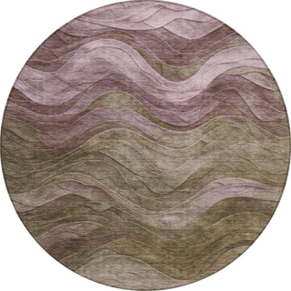 Piper Looms Chantille Swirls ACN1700 Taupe Machine Washable Area Rug Round Main Image