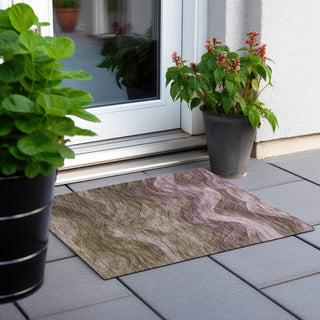 Piper Looms Chantille Swirls ACN1700 Taupe Machine Washable Area Rug Scatter Outdoor Lifestyle Image Feature