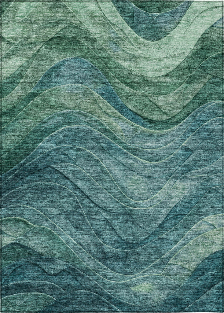 Piper Looms Chantille Swirls ACN1700 Teal Machine Washable Area Rug main image
