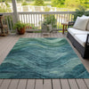 Piper Looms Chantille Swirls ACN1700 Teal Machine Washable Area Rug Outdoor Lifestyle Image Feature