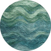 Piper Looms Chantille Swirls ACN1700 Teal Machine Washable Area Rug Round Main Image