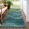 Piper Looms Chantille Swirls ACN1700 Teal Machine Washable Area Rug Runner Outdoor Lifestyle Image Feature
