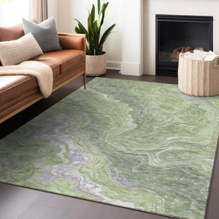 Piper Looms Chantille Abstract ACN1701 Aloe Machine Washable Area Rug Lifestyle Image Feature