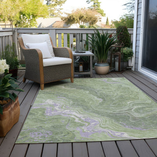 Piper Looms Chantille Abstract ACN1701 Aloe Machine Washable Area Rug Outdoor Lifestyle Image Feature