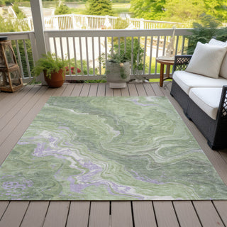 Piper Looms Chantille Abstract ACN1701 Aloe Machine Washable Area Rug Outdoor Lifestyle Image Feature