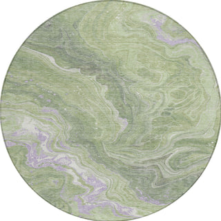 Piper Looms Chantille Abstract ACN1701 Aloe Machine Washable Area Rug Round Main Image