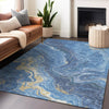 Piper Looms Chantille Abstract ACN1701 Blue Machine Washable Area Rug Lifestyle Image Feature