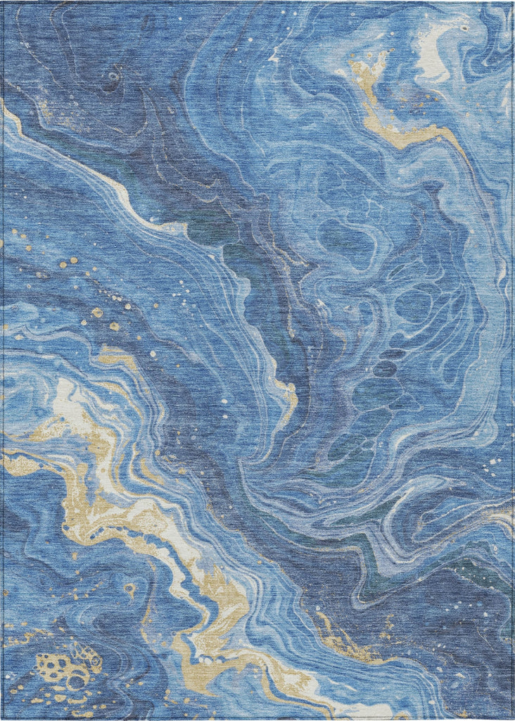 Piper Looms Chantille Abstract ACN1701 Blue Machine Washable Area Rug main image