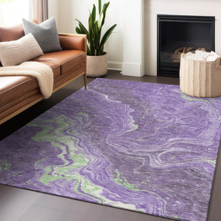 Piper Looms Chantille Abstract ACN1701 Purple Machine Washable Area Rug Lifestyle Image Feature