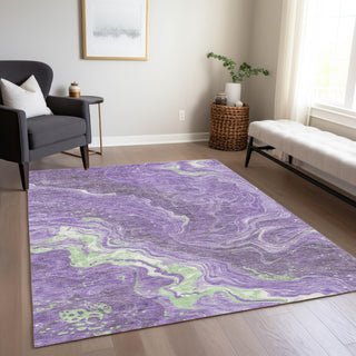 Piper Looms Chantille Abstract ACN1701 Purple Machine Washable Area Rug Lifestyle Image Feature