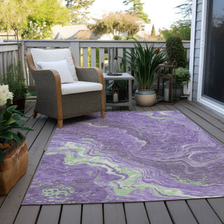 Piper Looms Chantille Abstract ACN1701 Purple Machine Washable Area Rug Outdoor Lifestyle Image Feature