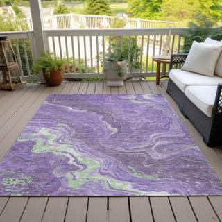 Piper Looms Chantille Abstract ACN1701 Purple Machine Washable Area Rug Outdoor Lifestyle Image Feature
