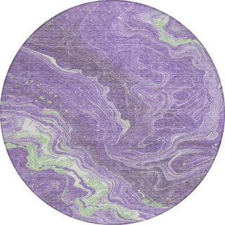 Piper Looms Chantille Abstract ACN1701 Purple Machine Washable Area Rug Round Main Image