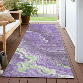 Piper Looms Chantille Abstract ACN1701 Purple Machine Washable Area Rug Runner Outdoor Lifestyle Image Feature