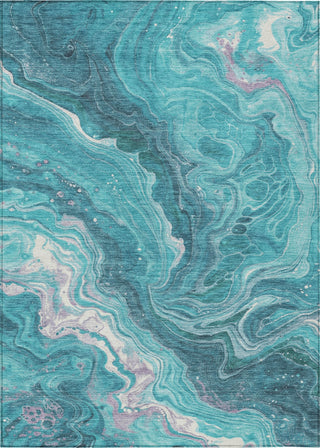 Piper Looms Chantille Abstract ACN1701 Teal Machine Washable Area Rug main image