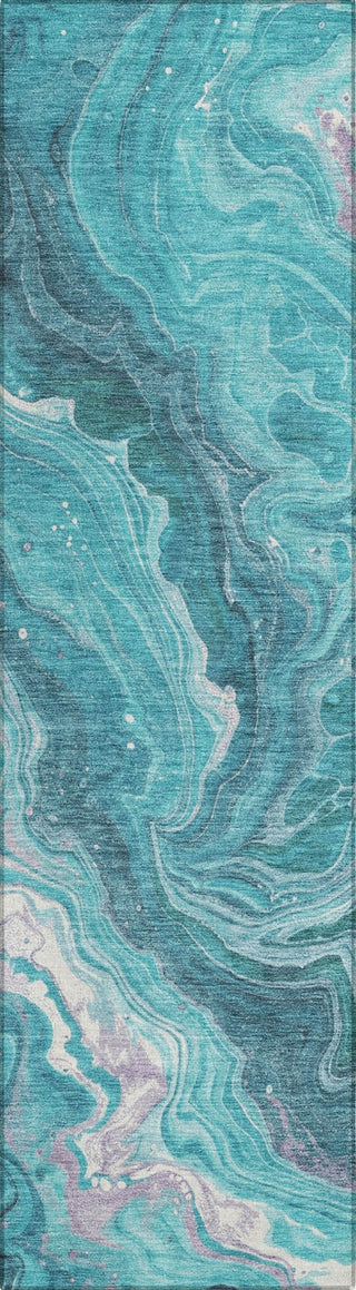 Piper Looms Chantille Abstract ACN1701 Teal Machine Washable Area Rug Runner Main Image