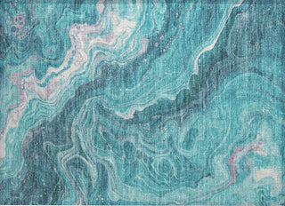 Piper Looms Chantille Abstract ACN1701 Teal Machine Washable Area Rug Scatter Main Image