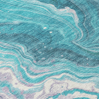Piper Looms Chantille Abstract ACN1701 Teal Machine Washable Area Rug Swatch Image