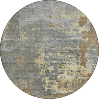Piper Looms Chantille Abstract ACN1702 Taupe Machine Washable Area Rug Round Main Image