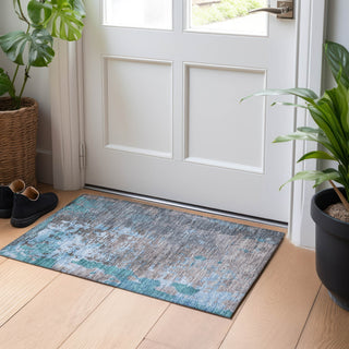 Piper Looms Chantille Abstract ACN1702 Teal Machine Washable Area Rug Scatter Lifestyle Image Feature