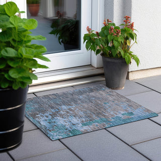 Piper Looms Chantille Abstract ACN1702 Teal Machine Washable Area Rug Scatter Outdoor Lifestyle Image Feature