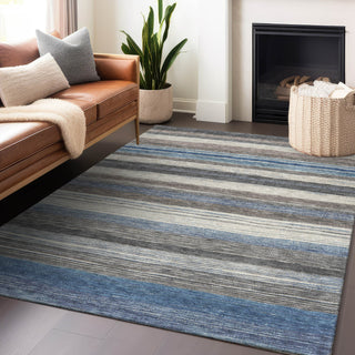 Piper Looms Chantille Stripes ACN1703 Denim Machine Washable Area Rug Lifestyle Image Feature