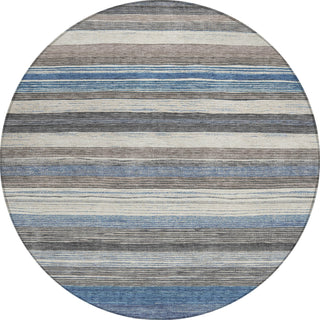 Piper Looms Chantille Stripes ACN1703 Denim Machine Washable Area Rug Round Main Image