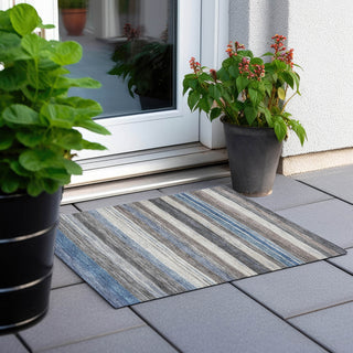 Piper Looms Chantille Stripes ACN1703 Denim Machine Washable Area Rug Scatter Outdoor Lifestyle Image Feature