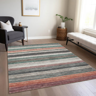 Piper Looms Chantille Stripes ACN1703 Seafoam Machine Washable Area Rug Lifestyle Image Feature