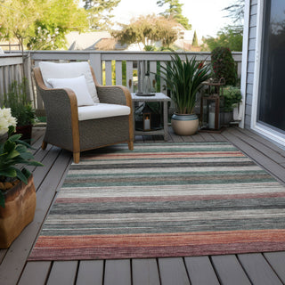 Piper Looms Chantille Stripes ACN1703 Seafoam Machine Washable Area Rug Outdoor Lifestyle Image Feature