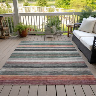 Piper Looms Chantille Stripes ACN1703 Seafoam Machine Washable Area Rug Outdoor Lifestyle Image Feature