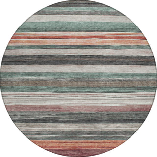 Piper Looms Chantille Stripes ACN1703 Seafoam Machine Washable Area Rug Round Main Image