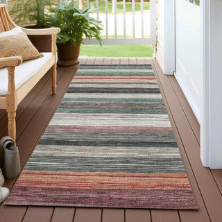 Piper Looms Chantille Stripes ACN1703 Seafoam Machine Washable Area Rug Runner Outdoor Lifestyle Image Feature