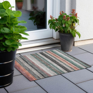 Piper Looms Chantille Stripes ACN1703 Seafoam Machine Washable Area Rug Scatter Outdoor Lifestyle Image Feature