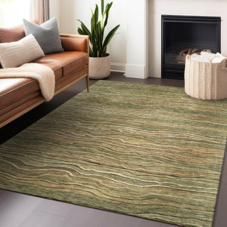 Piper Looms Chantille Stripes ACN1704 Fern Machine Washable Area Rug Lifestyle Image Feature