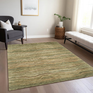 Piper Looms Chantille Stripes ACN1704 Fern Machine Washable Area Rug Lifestyle Image Feature