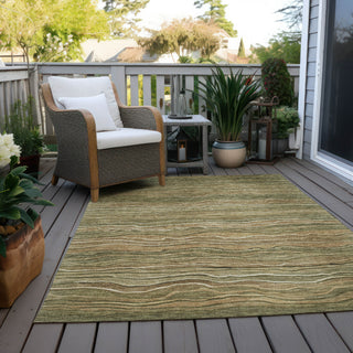 Piper Looms Chantille Stripes ACN1704 Fern Machine Washable Area Rug Outdoor Lifestyle Image Feature