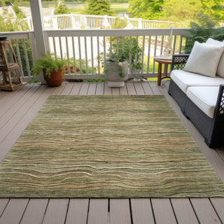Piper Looms Chantille Stripes ACN1704 Fern Machine Washable Area Rug Outdoor Lifestyle Image Feature