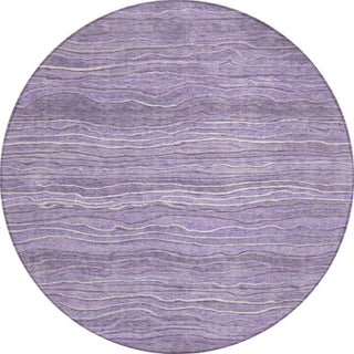 Piper Looms Chantille Stripes ACN1704 Purple Machine Washable Area Rug Round Main Image