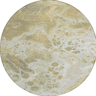 Piper Looms Chantille Abstract ACN1705 Gold Machine Washable Area Rug Round Main Image