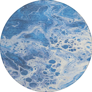 Piper Looms Chantille Abstract ACN1705 Navy Machine Washable Area Rug Round Main Image