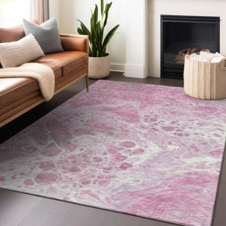 Piper Looms Chantille Abstract ACN1705 Pink Machine Washable Area Rug Lifestyle Image Feature