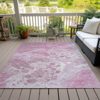 Piper Looms Chantille Abstract ACN1705 Pink Machine Washable Area Rug Outdoor Lifestyle Image Feature