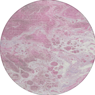 Piper Looms Chantille Abstract ACN1705 Pink Machine Washable Area Rug Round Main Image