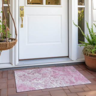 Piper Looms Chantille Abstract ACN1705 Pink Machine Washable Area Rug Scatter Outdoor Lifestyle Image Feature