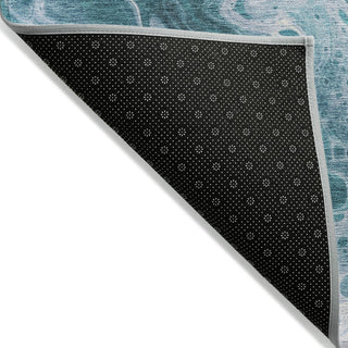 Piper Looms Chantille Abstract ACN1705 Teal Machine Washable Area Rug Backing Image