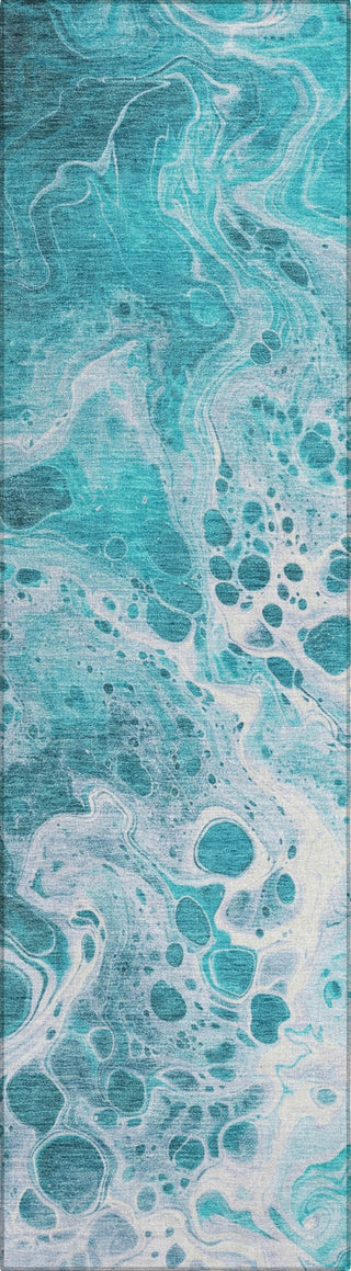 Piper Looms Chantille Abstract ACN1705 Teal Machine Washable Area Rug Runner Main Image