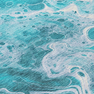 Piper Looms Chantille Abstract ACN1705 Teal Machine Washable Area Rug Swatch Image